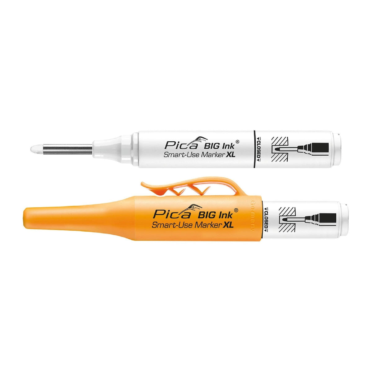 Pica 170/52/SB White Ink Marker For Deep Hole w/ Quiver Holder, 1-Pack
