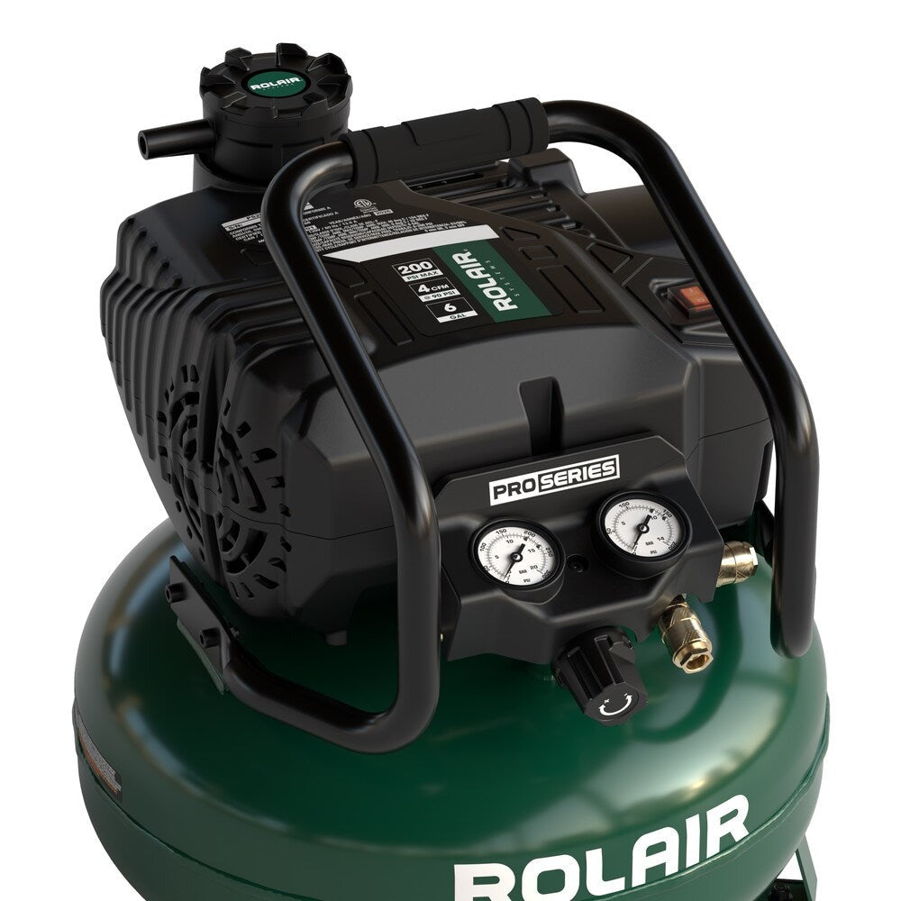 Rolair PRO Series 6-Gallon 200-PSI 4.0-SCFM Oil-Free Portable Pancake Air Compressor (PS200PC)