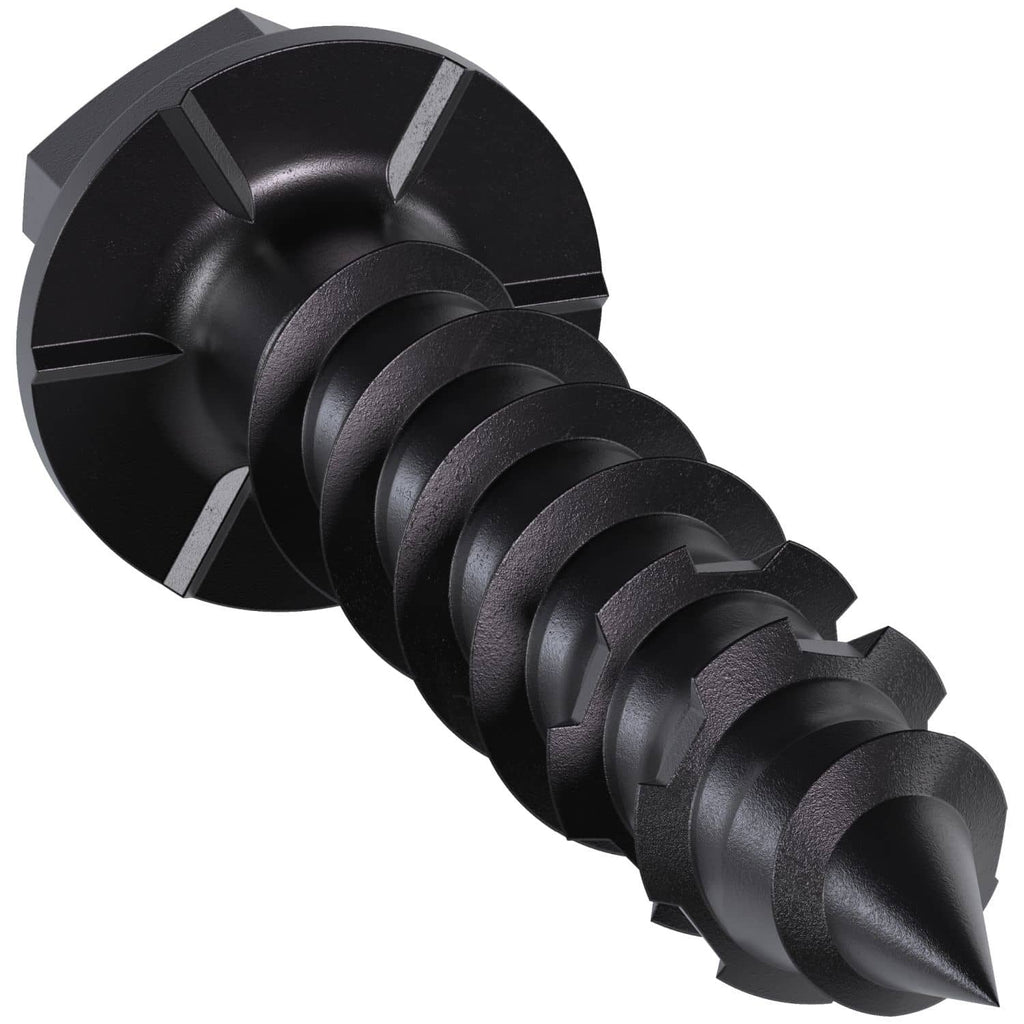 Simpson Strong-Tie TNTBL25114H Titen Turbo, 1/4-in. x 1-1/4-in. Hex-Head Concrete and Masonry Screw, Black, 100-Pack