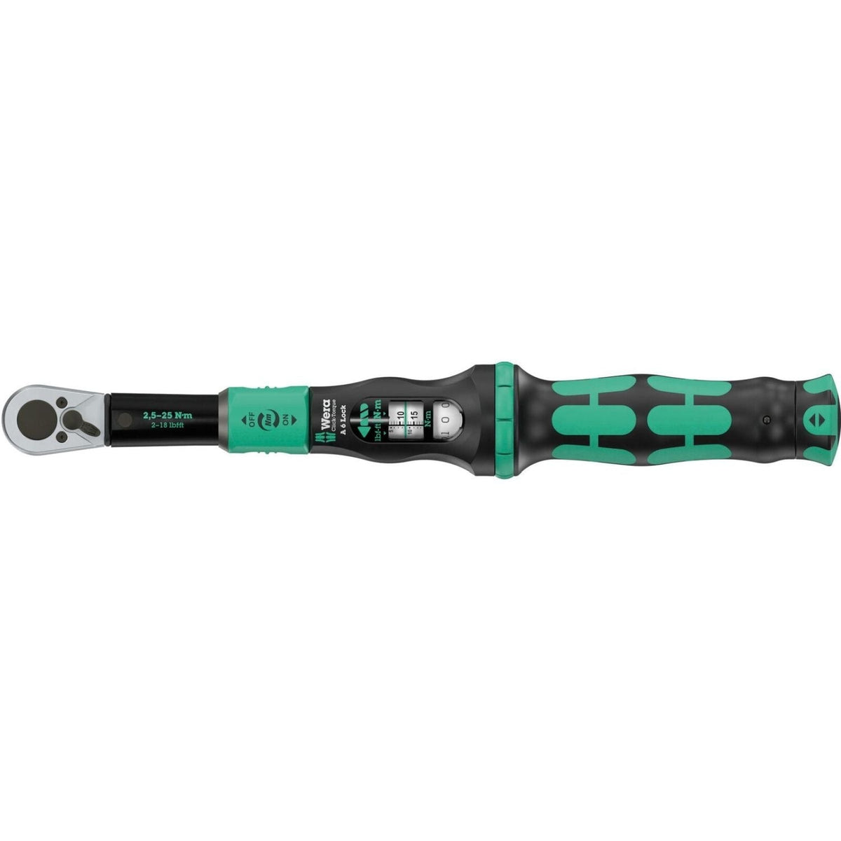 Wera Click-Torque Lock A 6 Torque Wrench, Adjustable, Torque Lock Function, Reversible Ratchet, Clockwise Torque Operation, 2.5-25 Nm, 1/4-in.x2.5-25 Nm