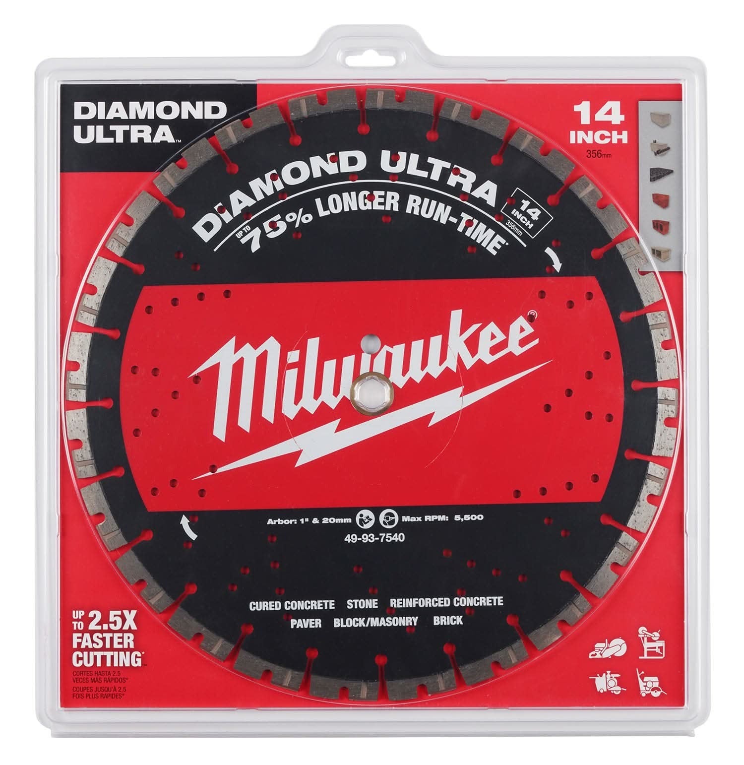 Milwaukee 49-93-7540 14" DIAMOND ULTRA Segmented Turbo, General Purpose Diamond Blade