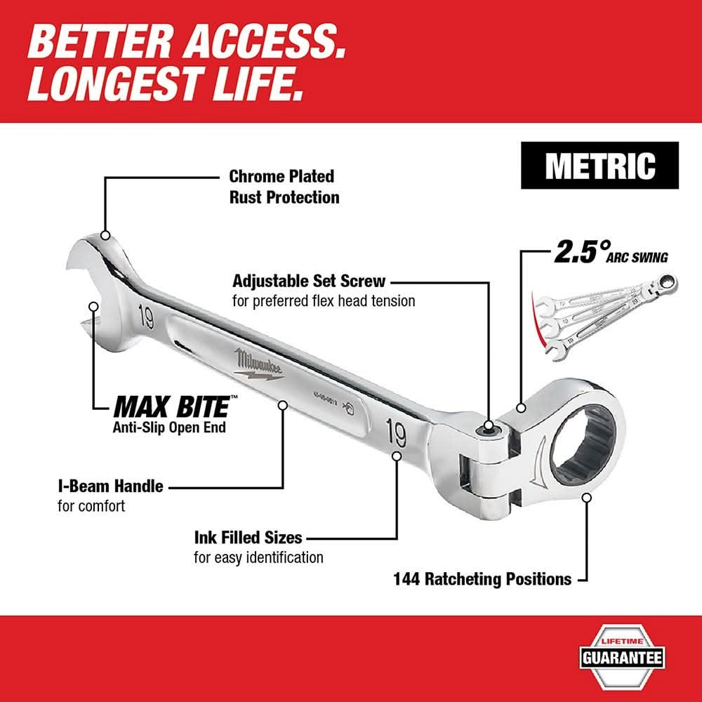 Milwaukee 45-96-9624 24MM Flex Head Ratcheting Combination Wrench