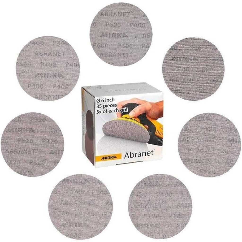 Mirka Abranet 6-in. 180 Grit Hook and Loop Mesh Sanding Discs, 50-Pack (9A-241-180)