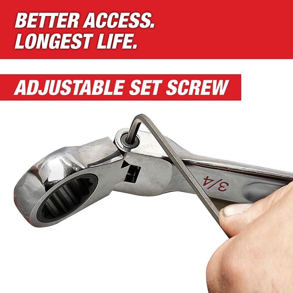 Milwaukee 48-22-9513 Metric Flex Head Ratcheting Combination Wrench, 15-Pieces