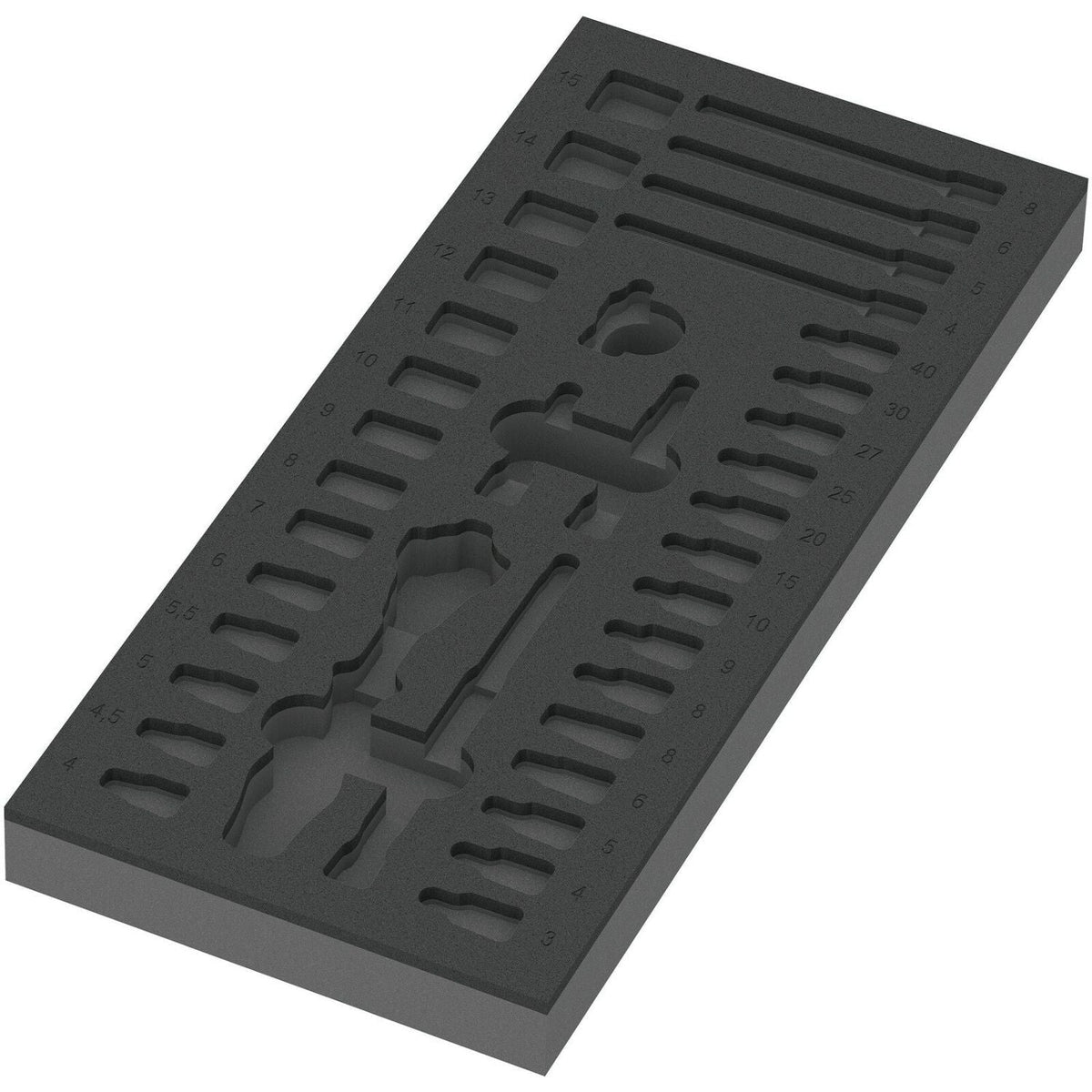 Wera 9820 Foam Insert 8000 A Zyklop 1/4-in. Ratchet Set 1, Empty, 172x30x392-mm.