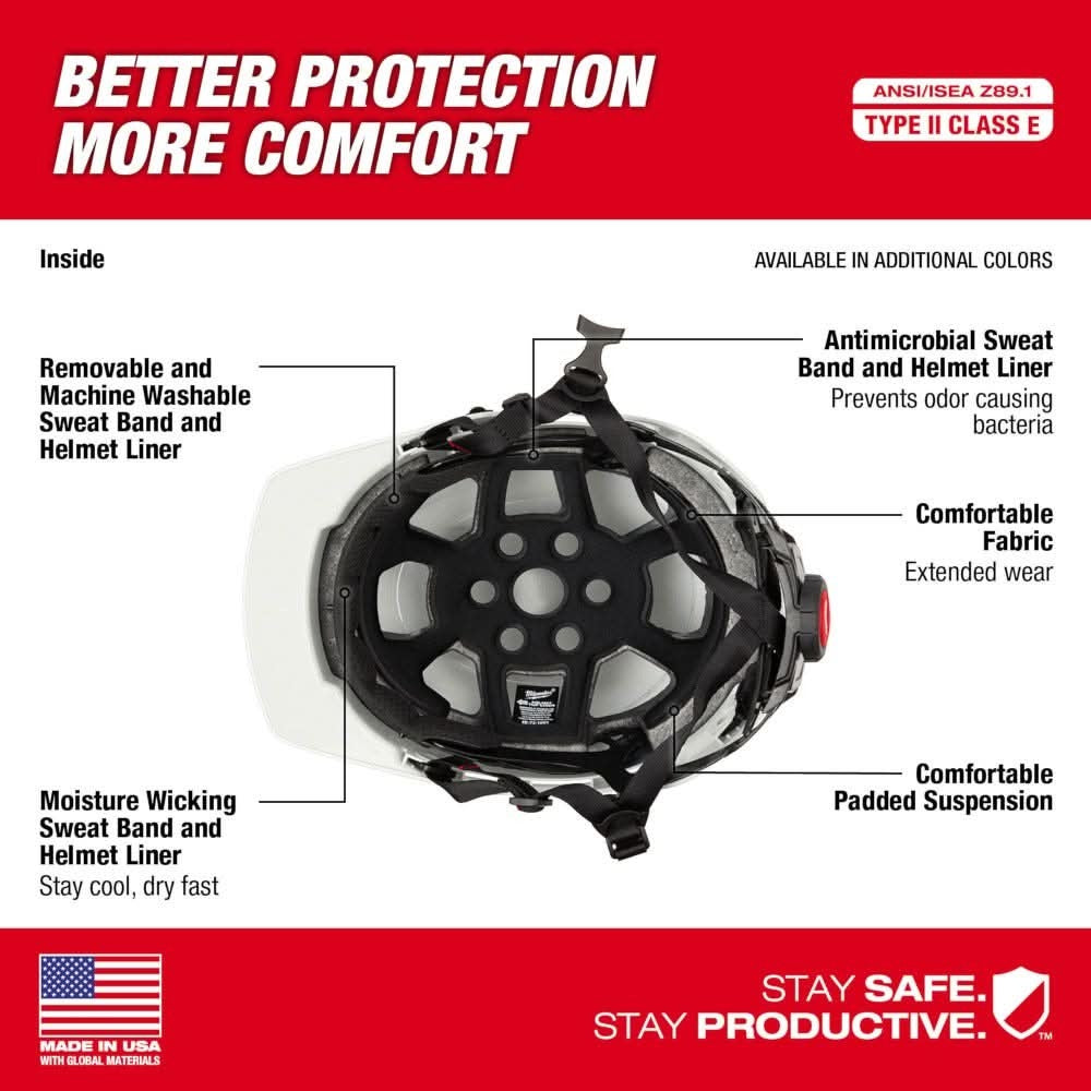 Milwaukee 48-73-1323 Yellow Front Brim Safety Helmet - Type 2, Class E
