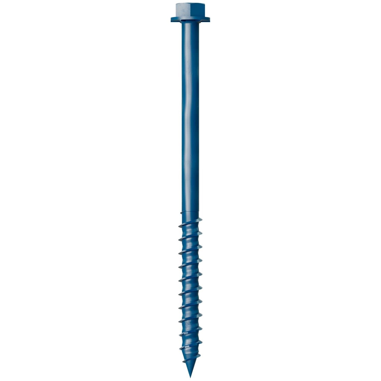 Simpson Strong-Tie TNT25334H Titen Turbo, 1/4-in. x 3-3/4-in. Hex-Head Concrete and Masonry Screw, Blue, 100-Pack