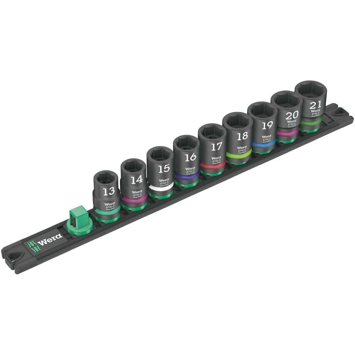 Wera Magnetic Socket Rail C Impaktor 1 Socket Set, 1/2-in. Drive, 9-Pieces