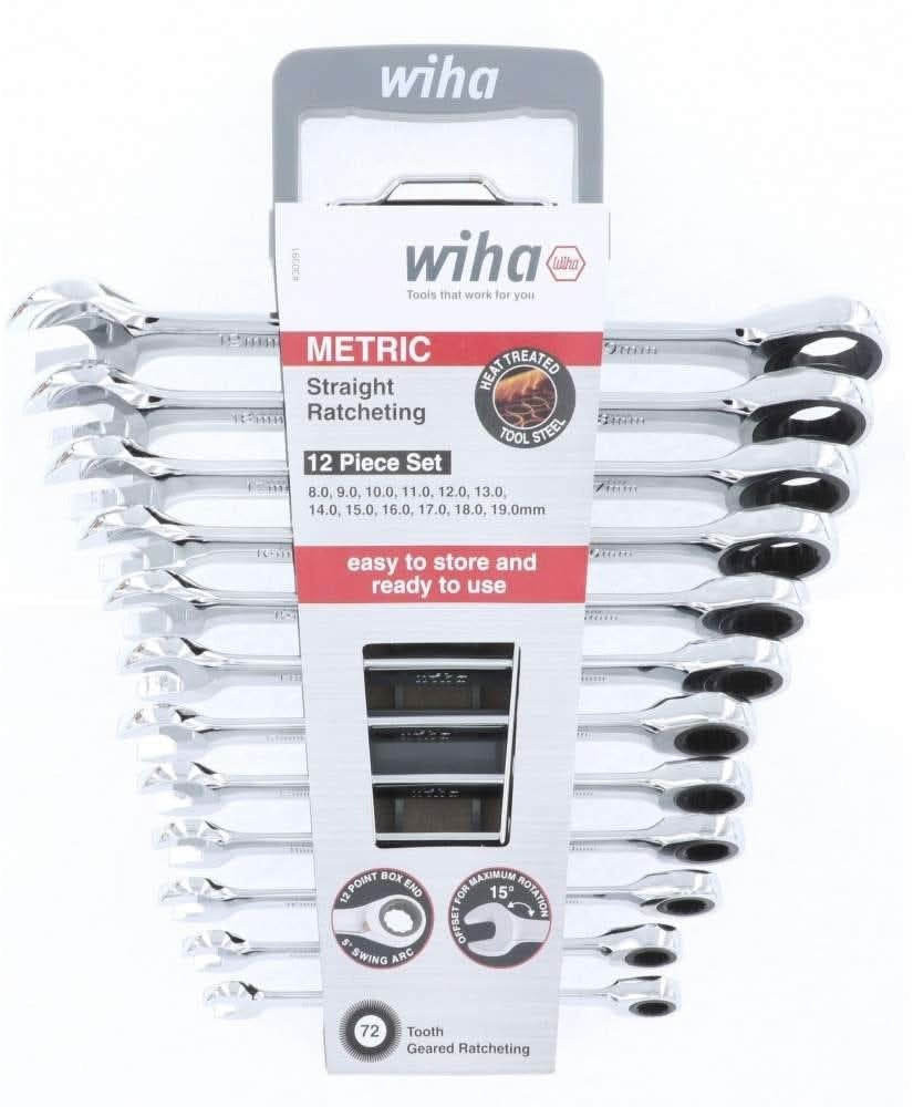 Wiha 30391 Combination Metric Ratchet Wrenches 12 Piece Set