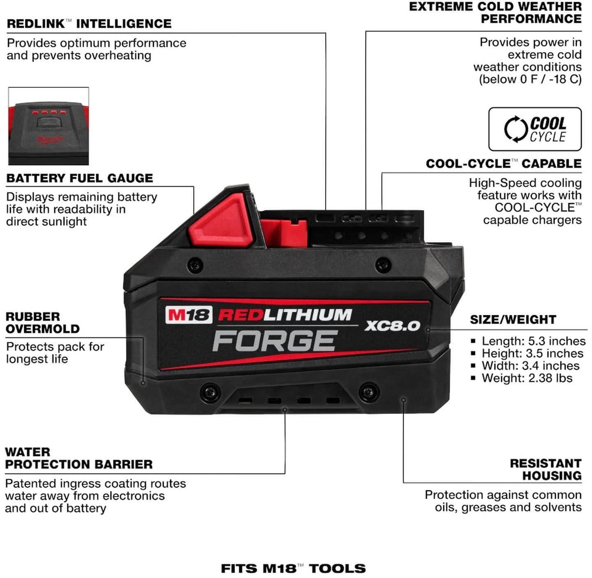 Milwaukee 48-11-1881 M18 REDLITHIUM FORGE XC8.0 Battery Pack (PROMO)