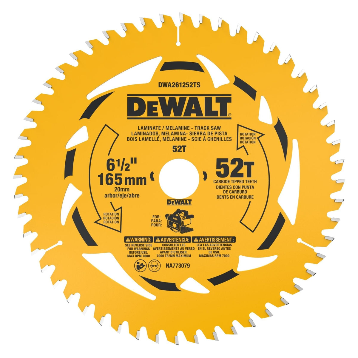 DEWALT 6-1/2-in. 52-Tooth Laminate And Melamine Track Saw Blade (DWA261252TS)