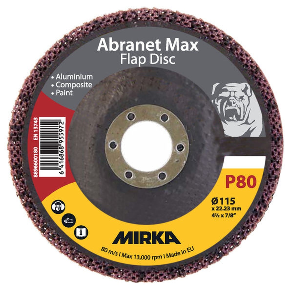 Mirka Abranet Max 4-1/2-in. P80 T29 ALOX Flap Disc 10-Pack for Grinding and Paint Removal (8896600180)