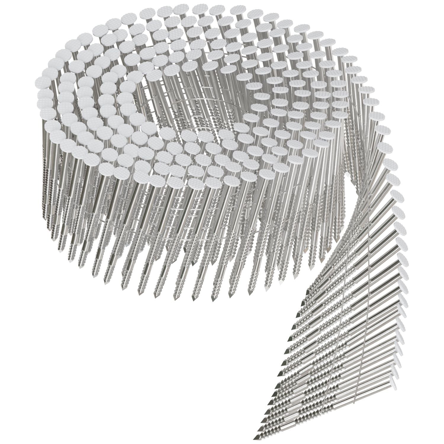 Simpson Strong-Tie S13A200CWH 15° Wire Coil, Painted Full Round Head, Ring-Shank Nail, 2-in. x .092-in. Type 304, White, 3600-Pack