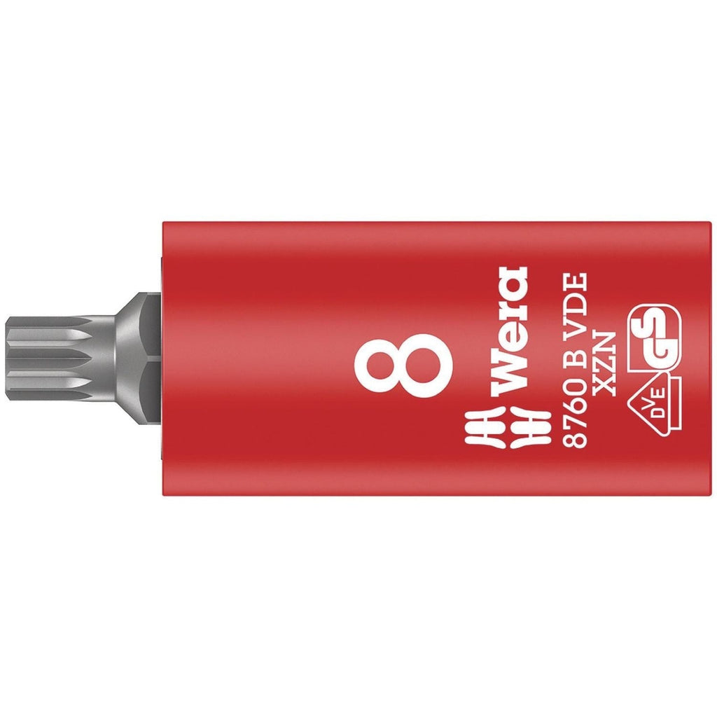 Wera 8760 B VDE Xzn Zyklop Bit Socket, Insulated, 3/8-in. Drive, For Multi-Point Socket Screws, M 8x59-mm.