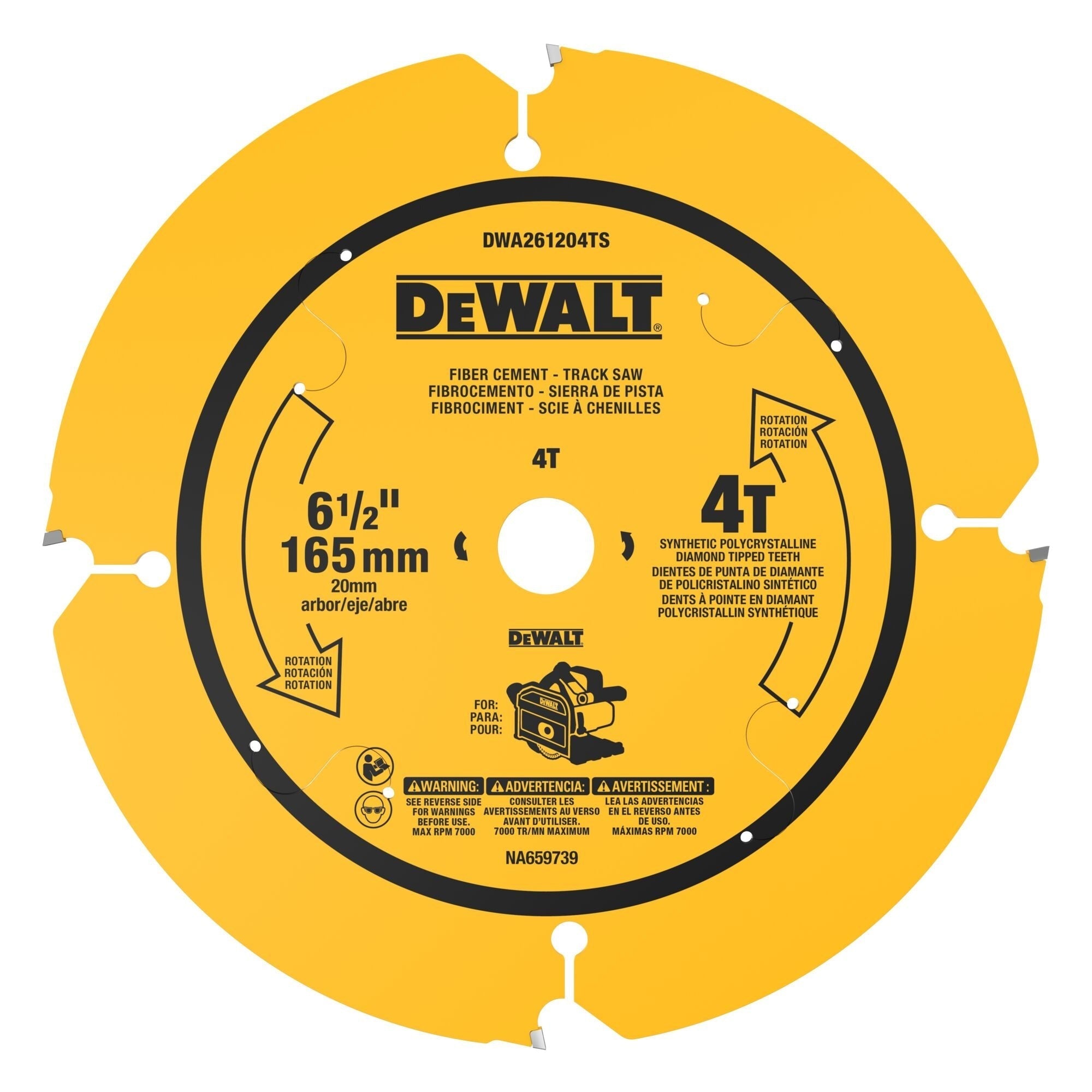DEWALT 6-1/2-in. 4-Tooth Fiber Cement Track Saw Blade (DWA261204TS)