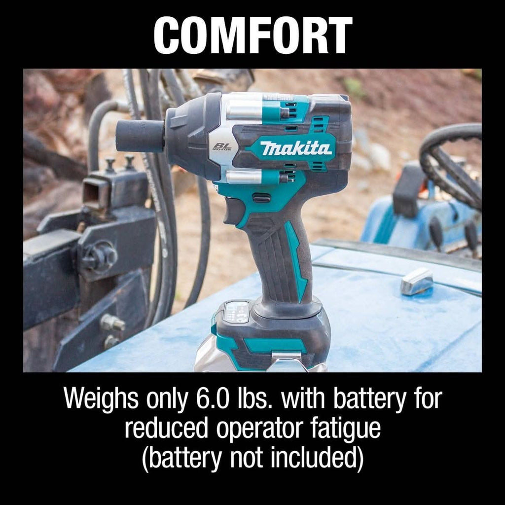 Makita XWT18XVZ 18V LXT Lithium-Ion Brushless Cordless 4-Speed Mid-Torque 1/2" Sq. Drive Utility Impact Wrench w/ Detent Anvil, Tool Only