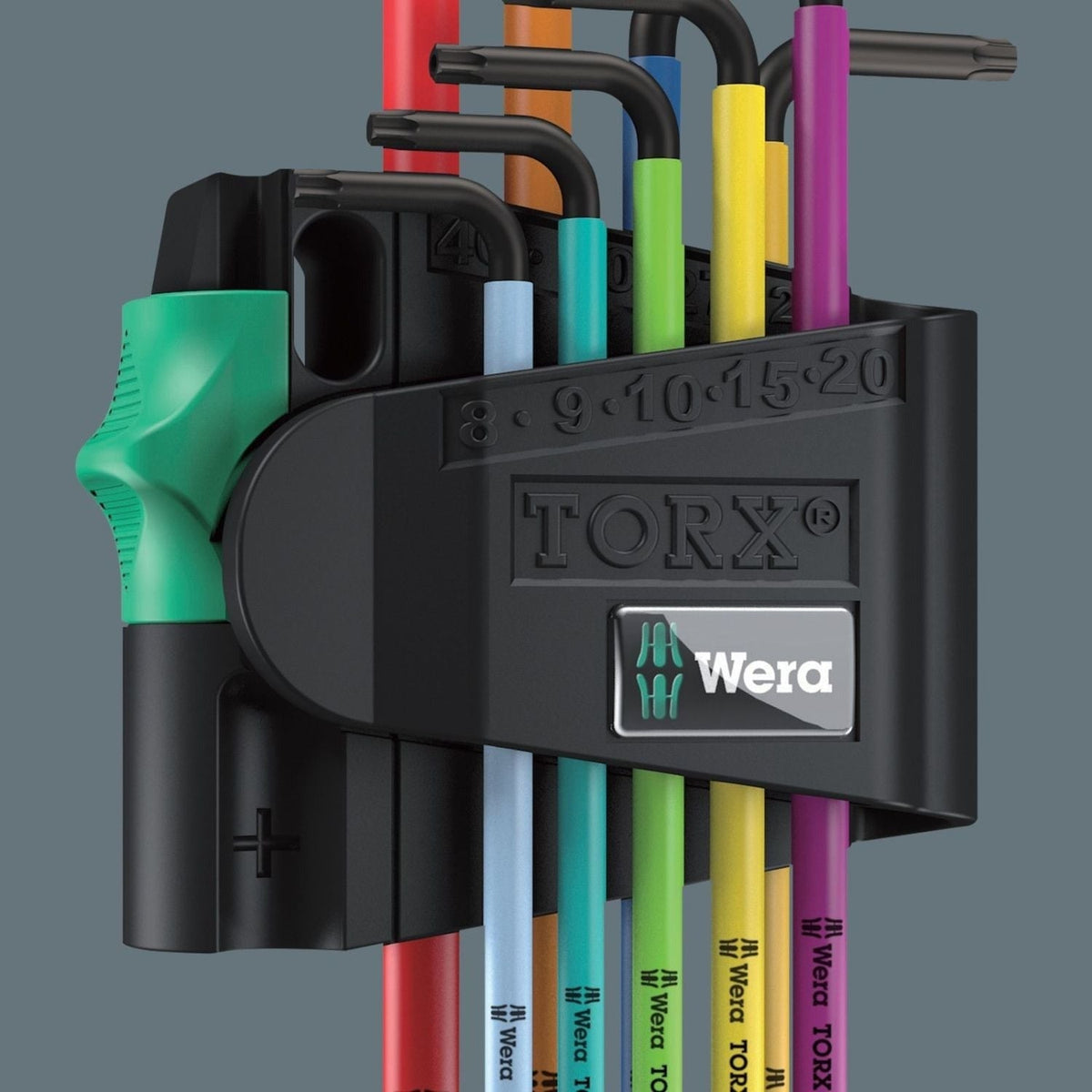Wera 967/9 Torx Bo Multicolour 1 SB L-Key Set For Tamper-Proof Torx Screws, Blacklaser, 9-Pieces
