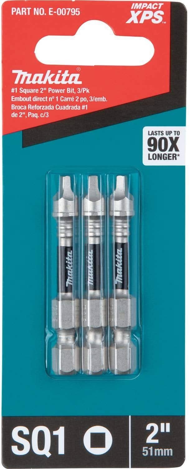 Makita E-00795 Impact XPS #1 Square 2" Power Bit, 3/pk