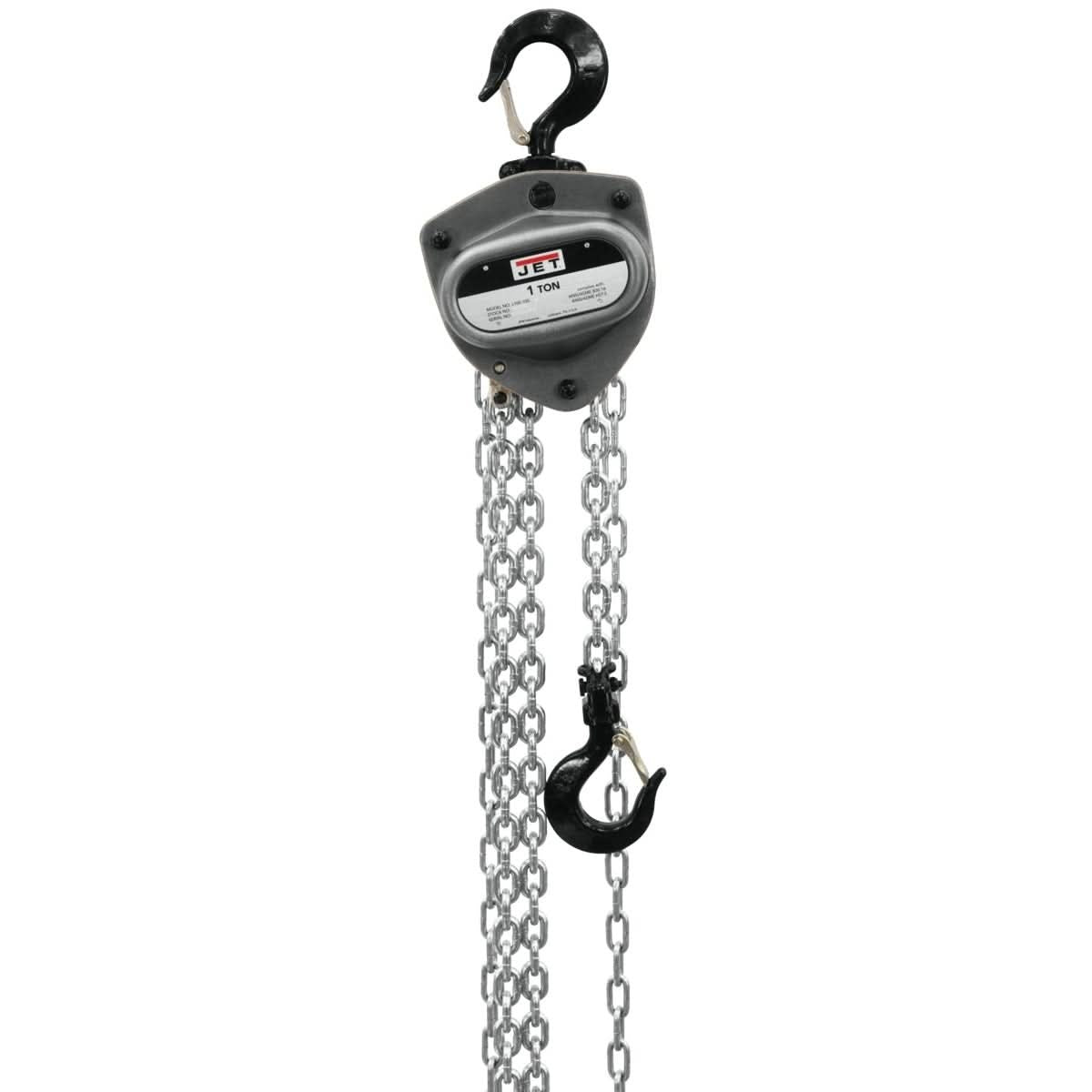 JET 203115 L-100-100WO-15, 1-Ton Hand Chain Hoist With 15-Foot Lift & Overload Protection
