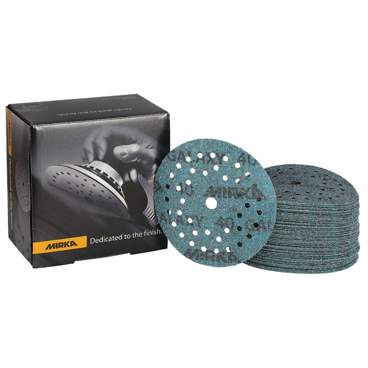 Mirka Galaxy 5-in. 40 Grit Hook and Loop Sanding Discs, 50-Pack Multifit Grip (FY-5MF-040)