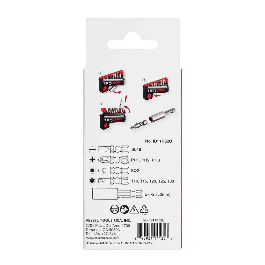 Vessel 220USB1U "Power Promotion" e-Assist USB Rechargeable Screwdriver w/ 11-Pc Bit Set + Ball Grip Holder