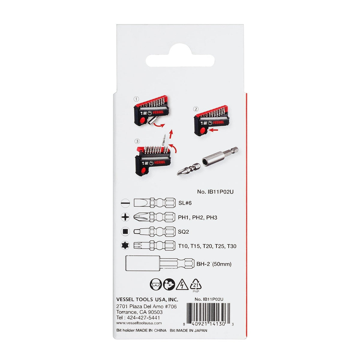 Vessel 220USB1U "Power Promotion" e-Assist USB Rechargeable Screwdriver w/ 11-Pc Bit Set + Ball Grip Holder