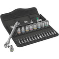 Wera 8100 Sa 7 Zyklop Metal Ratchet Set With Push-Through Square, 1/4-in. Drive, Metric, 28-Pieces