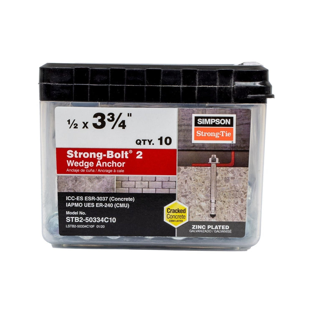 Simpson Strong-Tie STB2-50334C10 Strong-Bolt 2, 1/2-in. x 3-3/4-in. Wedge Anchor, 10-Pack