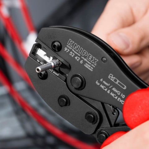 Knipex 8-1/2-in. PreciForce Crimping Pliers for MC4/MC4 Evo 2, 6mm2 (97 52 42 6)