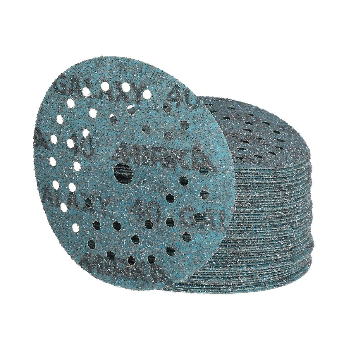Mirka Galaxy 5-in. 40 Grit Hook and Loop Sanding Discs, 50-Pack Multifit Grip (FY-5MF-040)