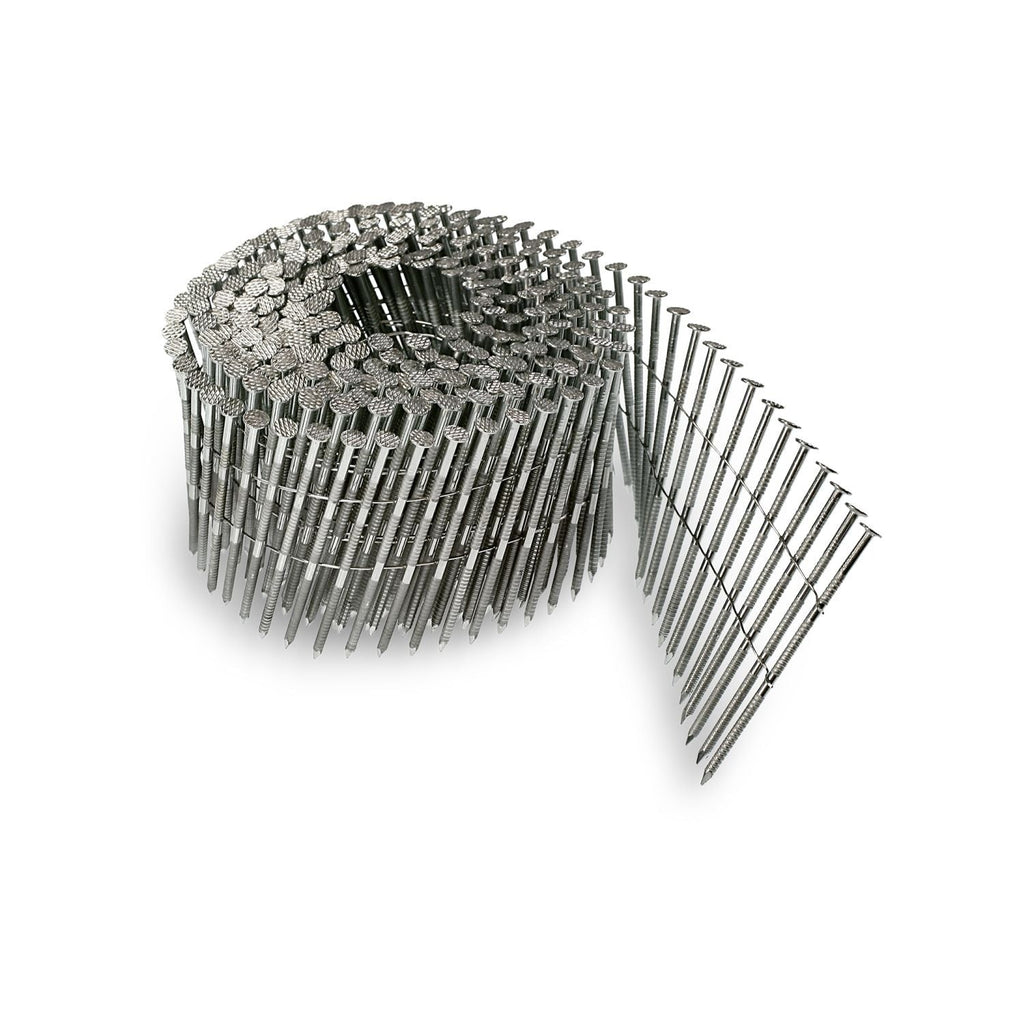 Simpson Strong-Tie S13A200WWCBP 15° Wire Coil, Painted Full Round Head, Ring-Shank Nail, 2-in. x .092-in. Type 304, White, 1200-Pack