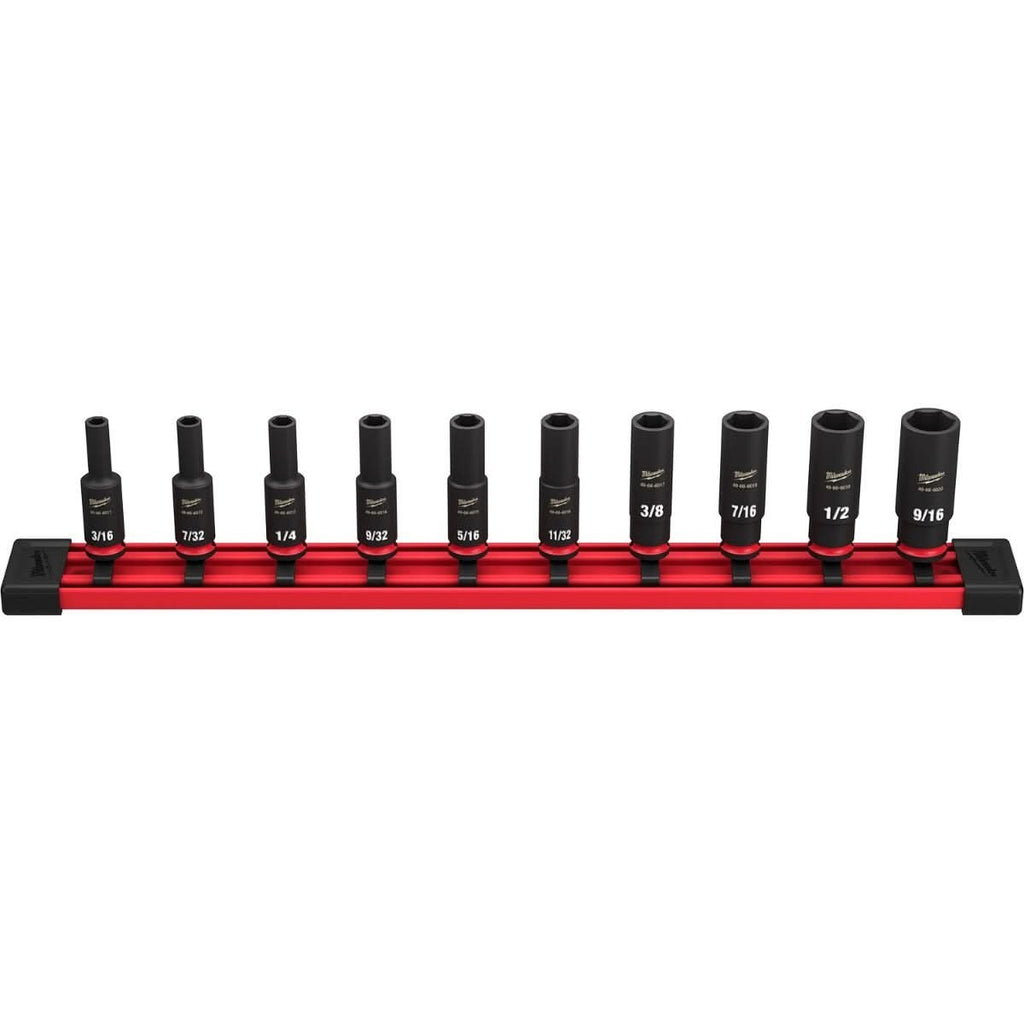 Milwaukee 49-66-7001 10-Piece SHOCKWAVE 1/4-Inch SAE Deep 6-Point Impact Duty Socket Set