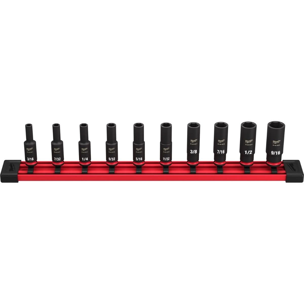 Milwaukee 49-66-7001 10-Piece SHOCKWAVE 1/4-Inch SAE Deep 6-Point Impact Duty Socket Set