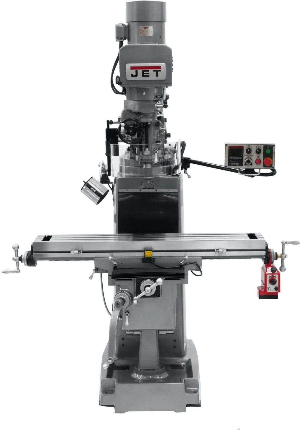 Jet Tools 690643 JTM-1050EVS2/230 Mill With 3-Axis Newall DP700 DRO (Knee) With X, Y and Z-Axis Powerfeeds