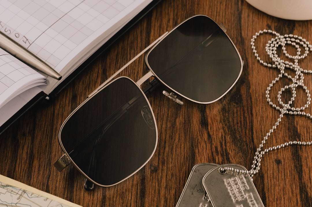 Heat Wave Nimitz Gun Metal Frame BLACK Lens Sunglasses