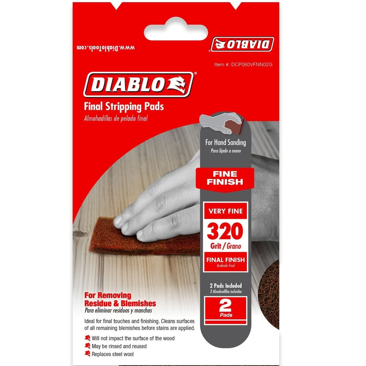 Diablo DCP060VFNN02G 320-Grit (Very Fine) Final Stripping Pads, 2-Pack
