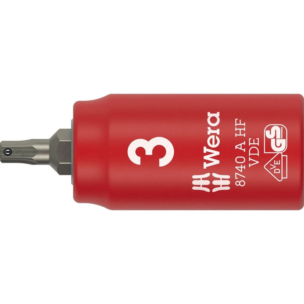 Wera 8740 A VDE Hf Zyklop Bit Socket, Insulated, With 1/4-in. Drive, With Holding Function For Hexagonal Socket Screws, 3x45-mm.