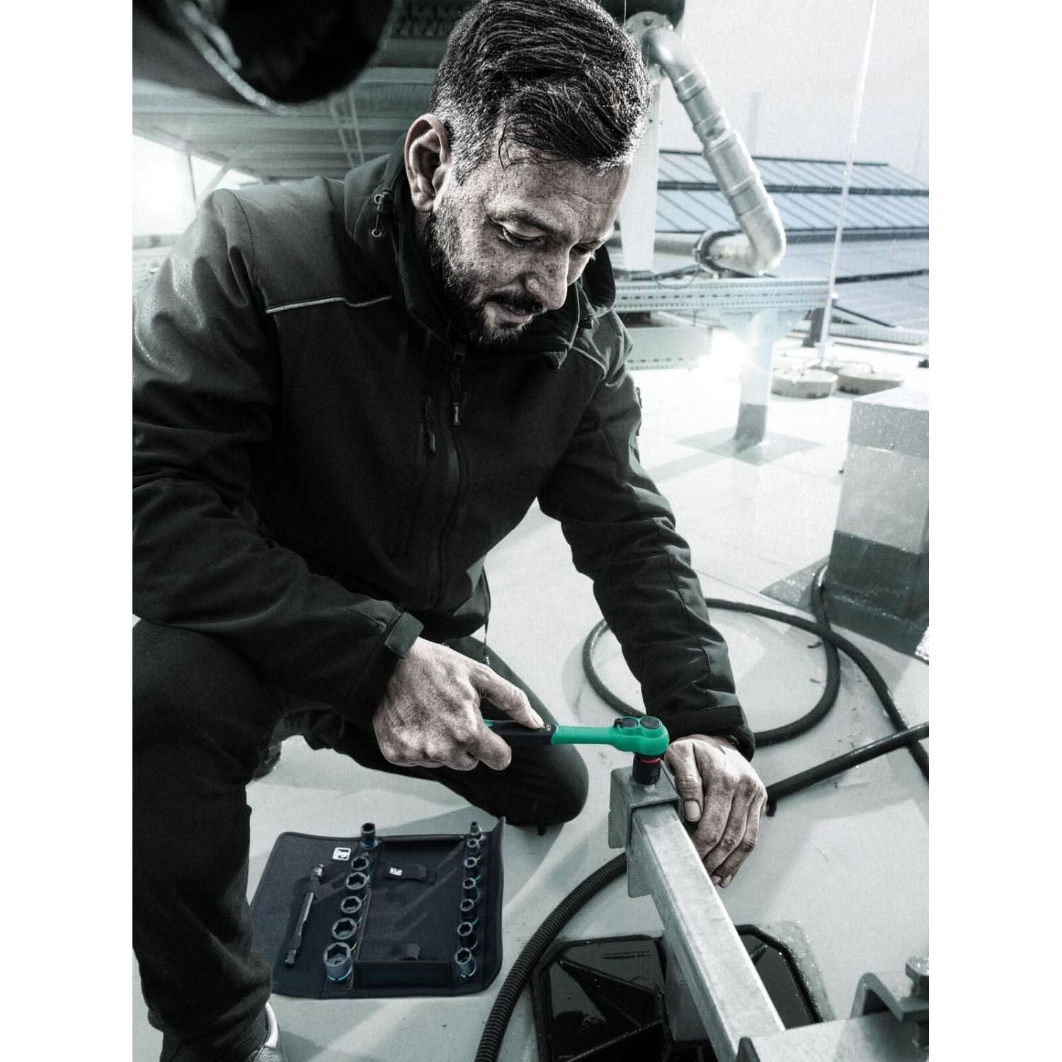 Wera 8100 SB 13 Zyklop Comfort Ratchet Set, Reversing Lever, 3/8-in. Drive, Imperial, 11-Pieces