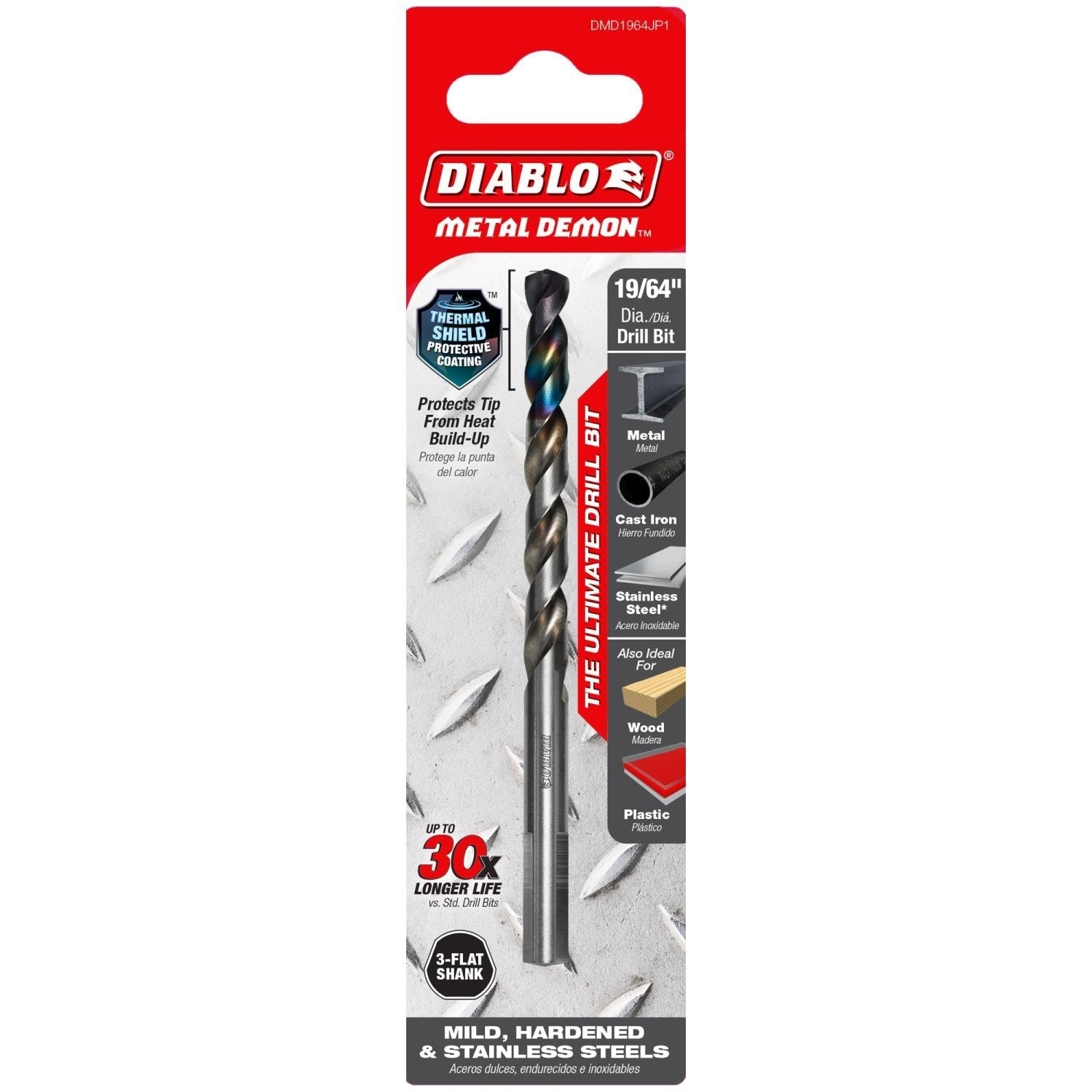 Diablo DMD1964JP1 19/64-in. Metal Demon Drill Bit for Mild, Hardened and Stainless Steels