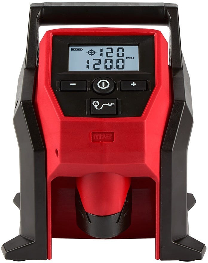Milwaukee 2475-20 M12 Cordless Compact Tire Inflator w/ M12 REDLITHIUM HIGH OUTPUT XC5.0Ah Battery Pack