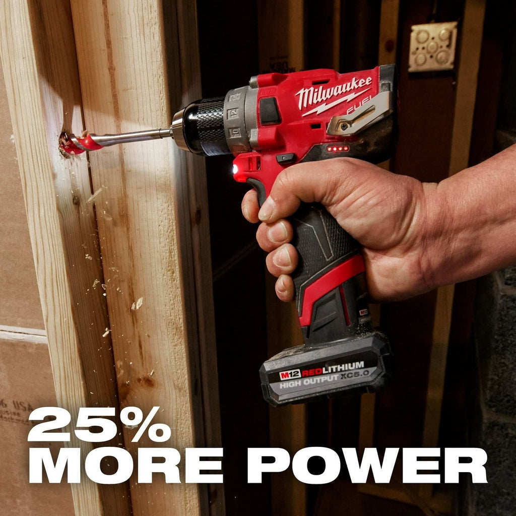 Milwaukee 2475-20 M12 Cordless Compact Tire Inflator w/ M12 REDLITHIUM HIGH OUTPUT XC5.0Ah Battery Pack