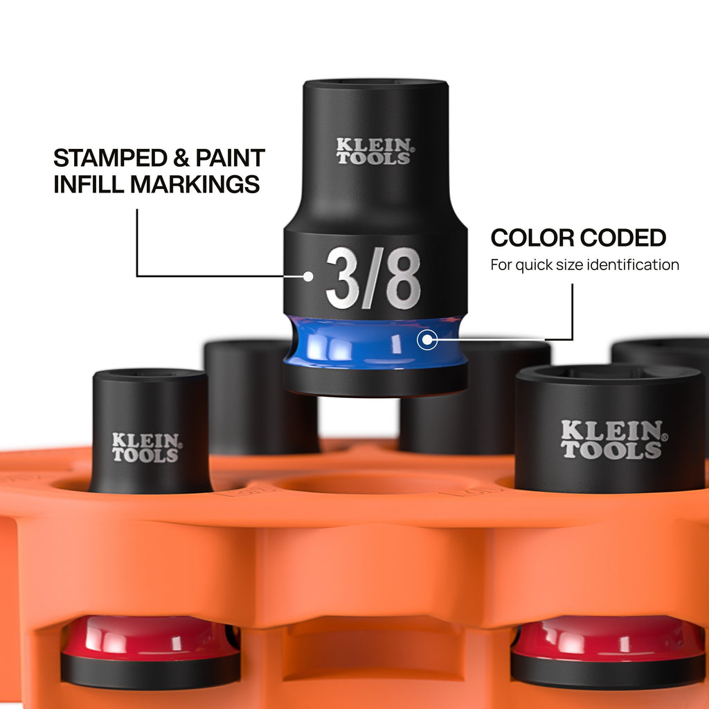 Klein 33808 Grab-And-Go Impact Socket Set, SAE, 7-Piece