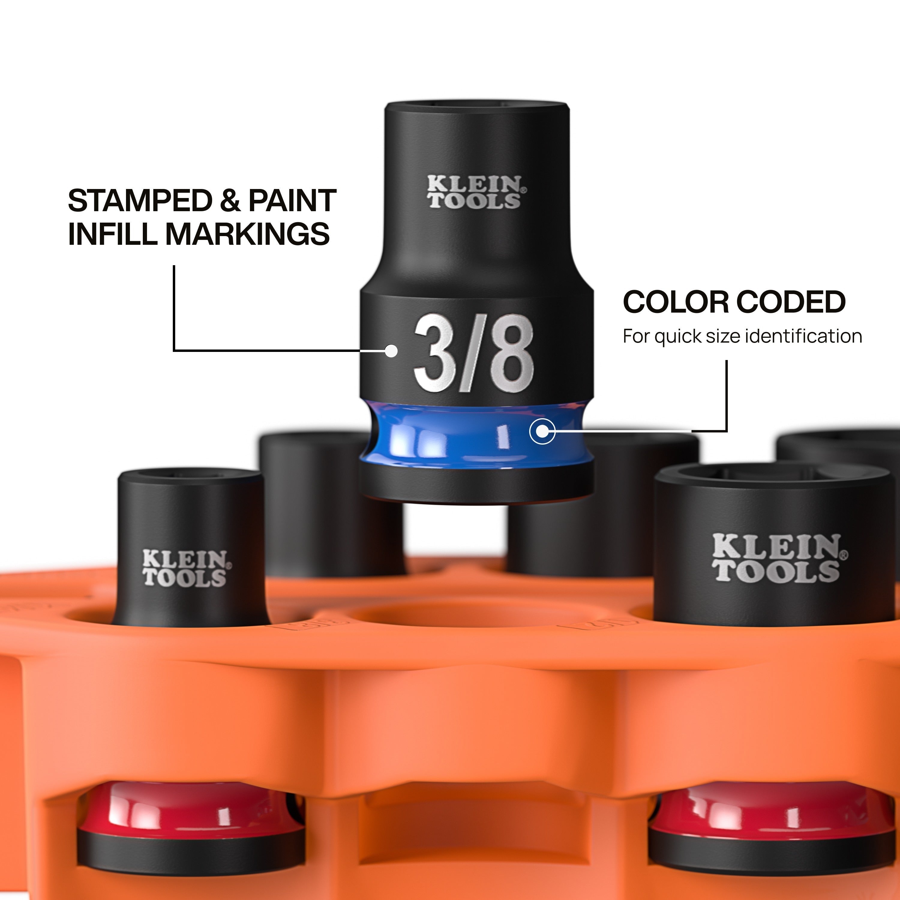 Klein 33808 Grab-And-Go Impact Socket Set, SAE, 7-Piece