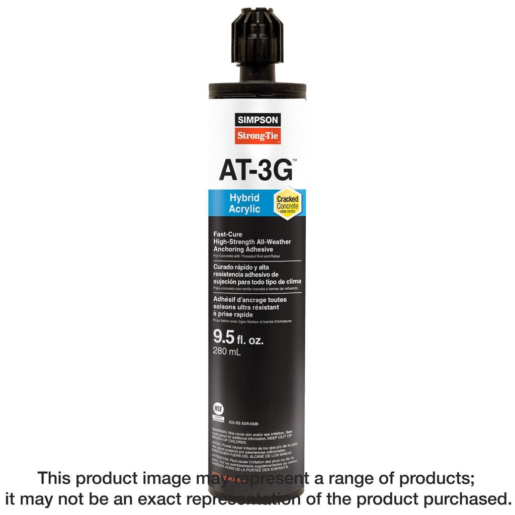Simpson Strong-Tie AT3G10 AT-3G 9.5-oz. High-Strength Acrylic Anchoring Adhesive Cartridge w/ Nozzle