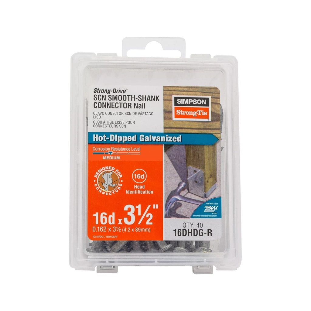 Simpson Strong-Tie 16DHDG-R Strong-Drive SCN SMOOTH-SHANK CONNECTOR Nail, 3-1/2-in. x 0.162-in. HDG, 40-Pack