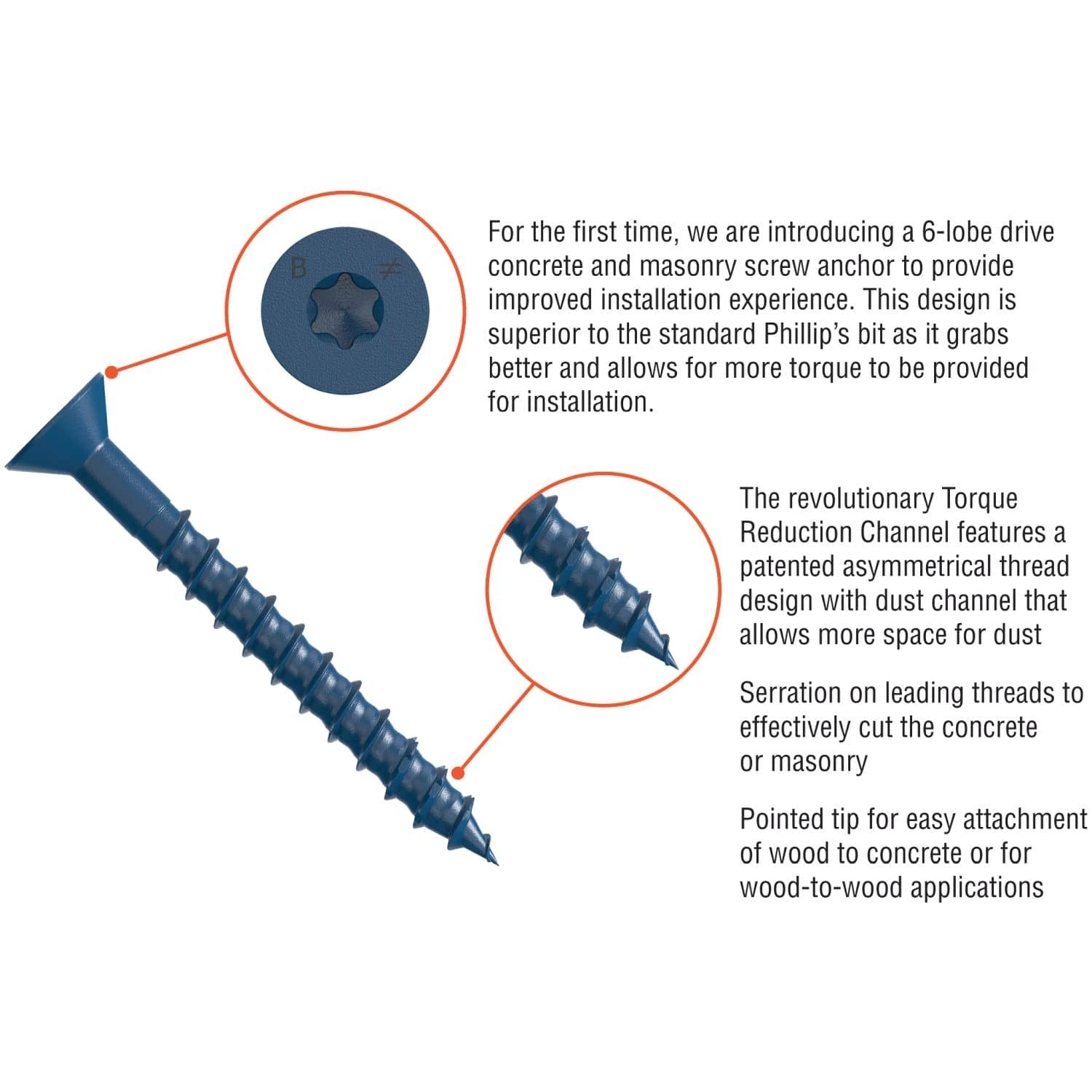 Simpson Strong-Tie TNTB25314TTR Titen Turbo, 1/4-in. x 3-1/4-in. 6-Lobe Trim-Head Concrete and Masonry Screw, Bronze, 100-Pack