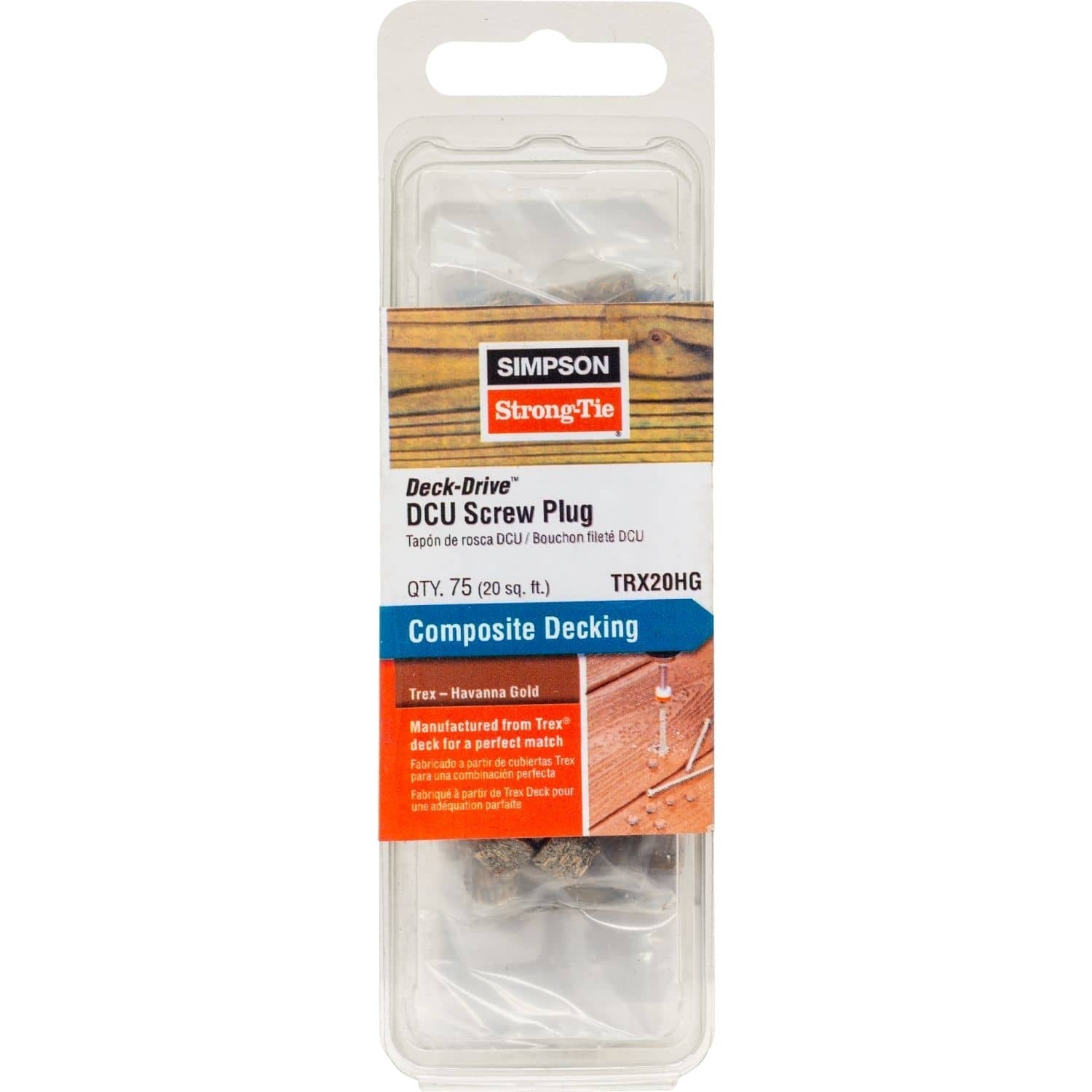Simpson Strong-Tie TRX20HG Deck-Drive DCU Screw Plug, Trex Havana Gold, 75-Pack