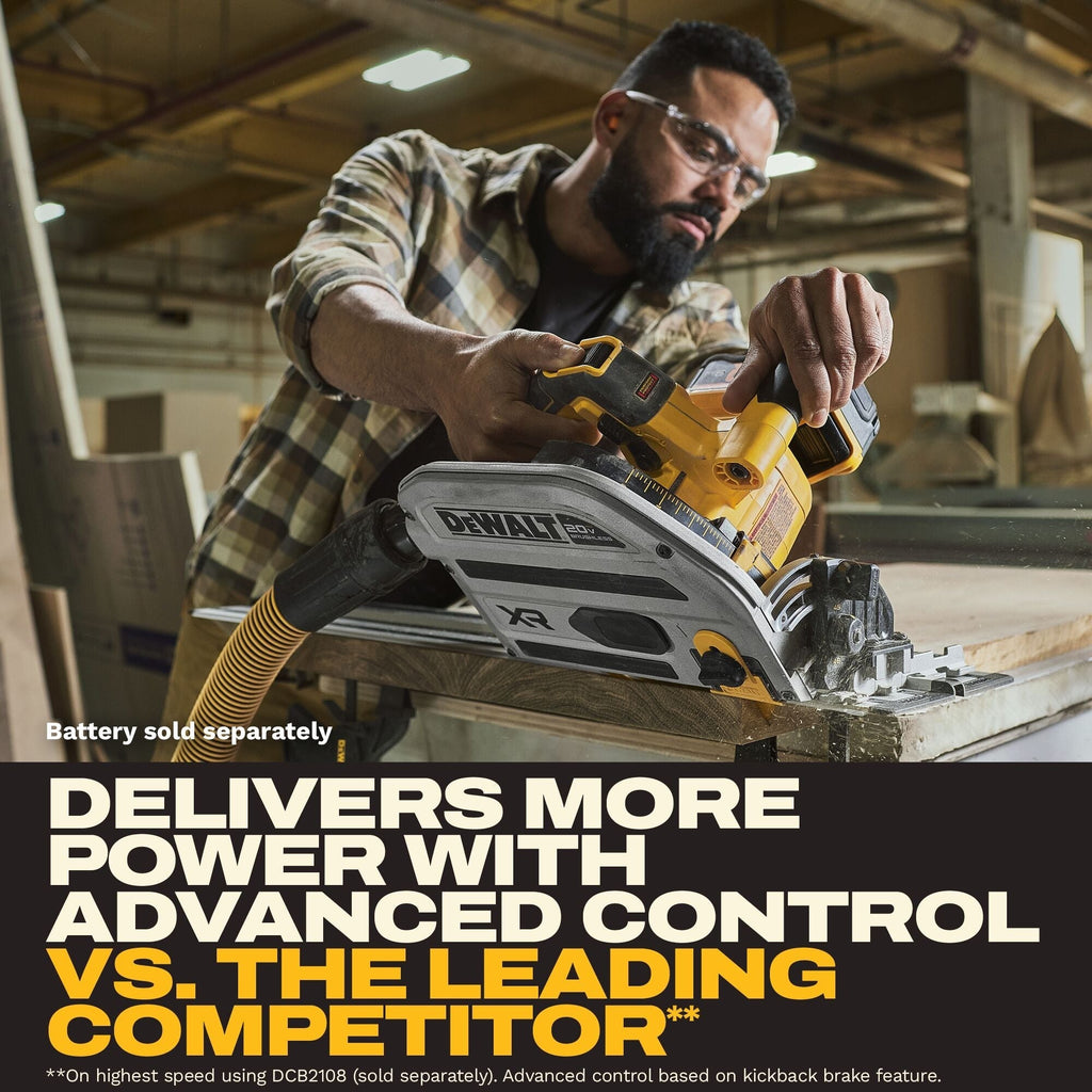 DEWALT 20V XR Cordless 6-1/2-in Track Saw + Guide Rail Track Bundle (DCS525ST)