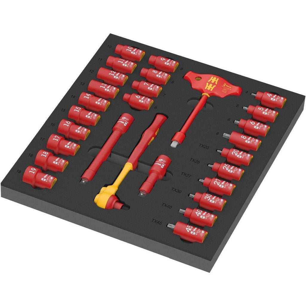 Wera 9726 Foam Insert 8007 B VDE Zyklop VDE Ratchet Set 1, 3/8", 28-Pieces