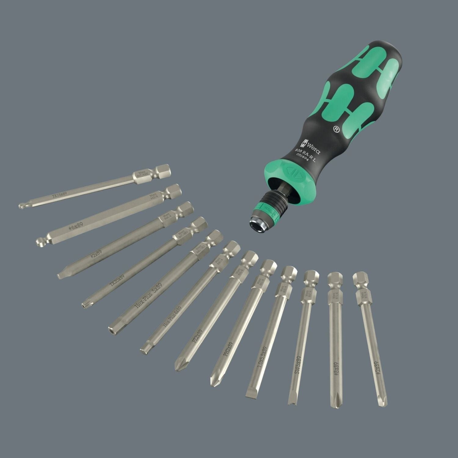 Wera 838 Ra-R L Bitholding Screwdriver With Ratchet Functionality, 1/4-in., 1/4-in.x140-mm.
